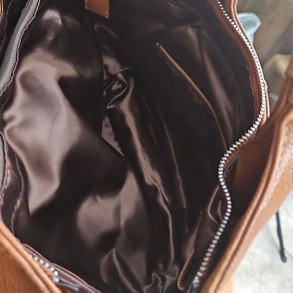 LSWEE Cognac Leather Handbag Purse - Picture 5 of 12